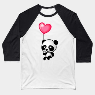 Cute Panda & Heart Balloon Baseball T-Shirt